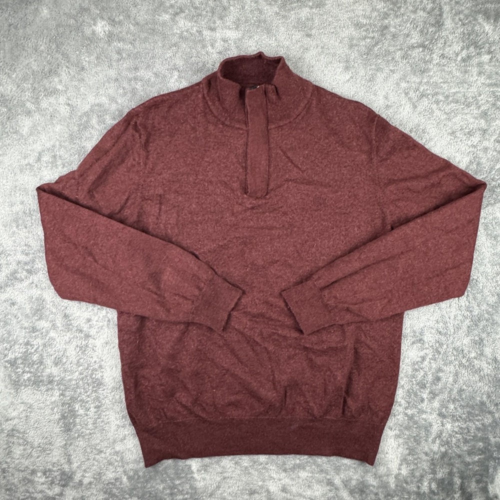 Southern Tide Sweater Mens Large Red Merino Wool Quarter Zip Skipjack Pullover
